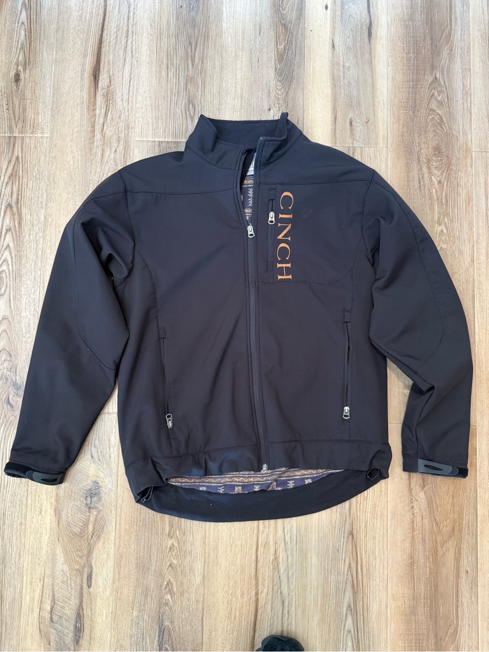 Cinch Men's Black Jacket with Orange Logo